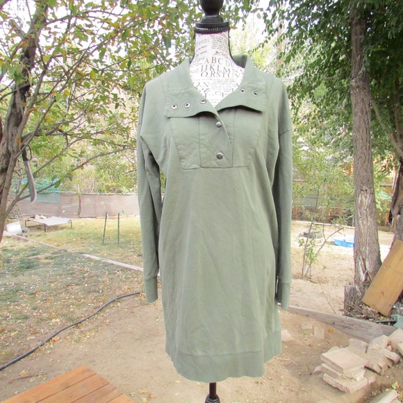 WVN Women's Casual Olive Oversized Long Top - Picture 3 of 5